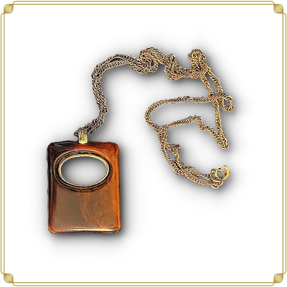 Authentic Trifari Modernist Tortoiseshell Lucite Necklace